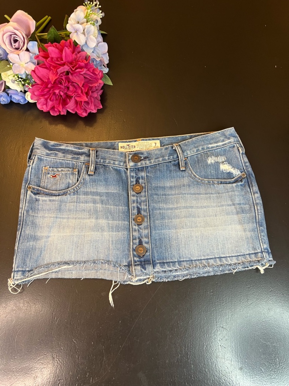 Hollister Light Blue Denim Mini Skirt